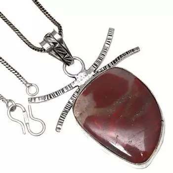 Подвеска дизайнерская яшма драгоценный камень День святого Валентина этническое серебряное украшение 2.25