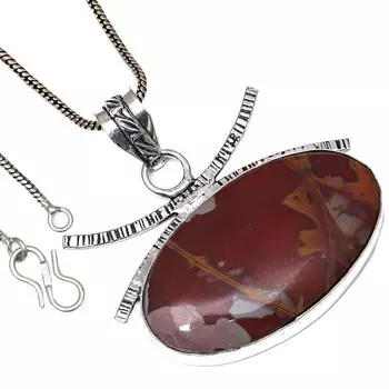 Подвеска дизайнерская яшма драгоценный камень День святого Валентина этническое серебряное украшение 2.25