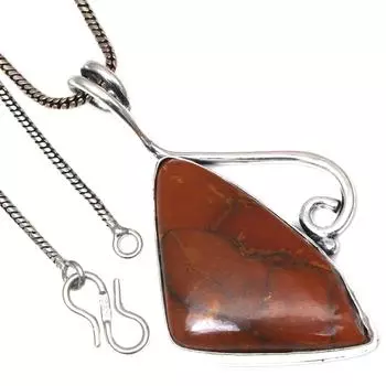 Подвеска дизайнерская яшма драгоценный камень День святого Валентина этническое серебряное украшение 2