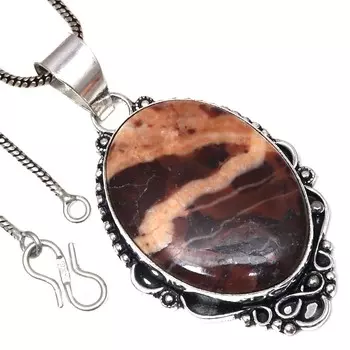 Подвеска дизайнерская яшма драгоценный камень День святого Валентина этническое серебряное украшение 2.5