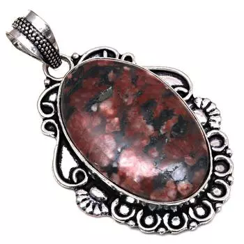 Подвеска дизайнерская яшма драгоценный камень подарок для нее серебряные украшения 2.25