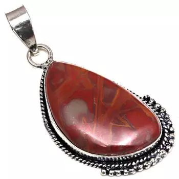 Подвеска дизайнерская яшма драгоценный камень подарок для нее серебряные украшения 1.75