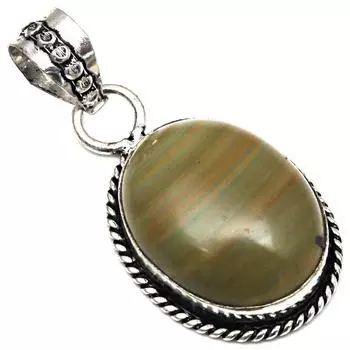 Подвеска дизайнерская яшма драгоценный камень подарок для нее серебряные украшения 1.5