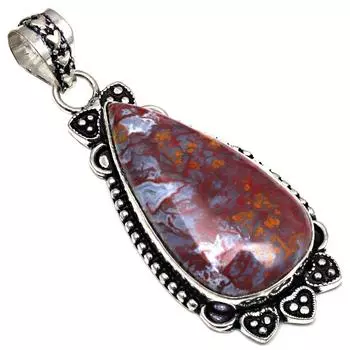 Подвеска дизайнерская яшма драгоценный камень подарок для нее серебряные украшения 2