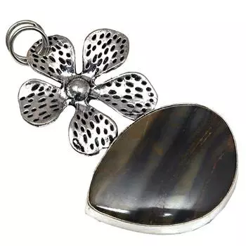 Подвеска дизайнерская яшма драгоценный камень подарок для нее серебряные украшения 2.5