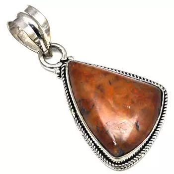 Подвеска дизайнерская яшма драгоценный камень подарок для нее серебряные украшения 1.75