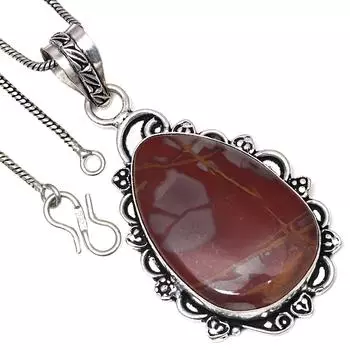 Подвеска дизайнерская яшма драгоценный камень подарок на день святого валентина серебряное ювелирное изделие 2.5