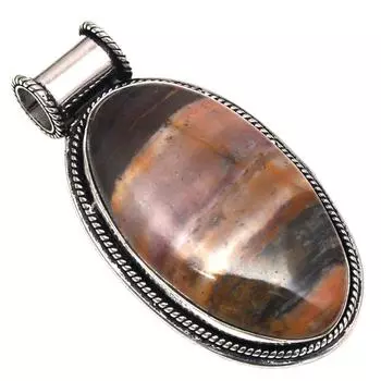 Подвеска дизайнерская яшма драгоценный камень подарок на День матери серебряное украшение 2