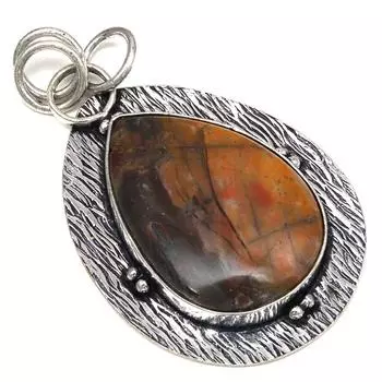 Подвеска дизайнерская яшма драгоценный камень подарок на День матери серебряное украшение 2.25