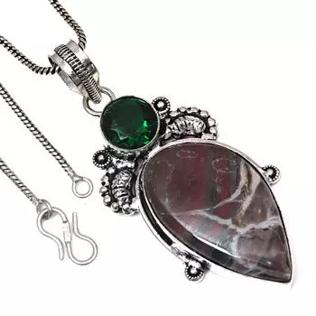 Подвеска дизайнерская яшма драгоценный камень ручная работа День святого Валентина серебряное украшение 2.5