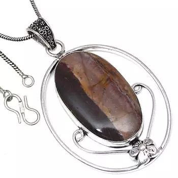 Подвеска дизайнерская яшма драгоценный камень ручной работы подарок для нее серебряные украшения 2.75