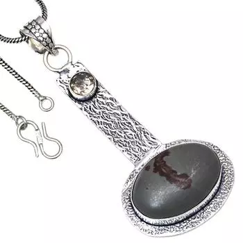 Подвеска дизайнерская яшма драгоценный камень ручной работы подарок для нее серебряные украшения 2.75