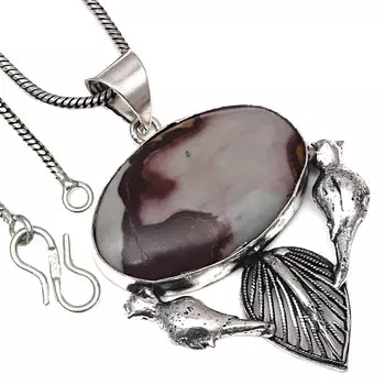 Подвеска дизайнерская яшма драгоценный камень ручной работы подарок для нее серебряные украшения 2