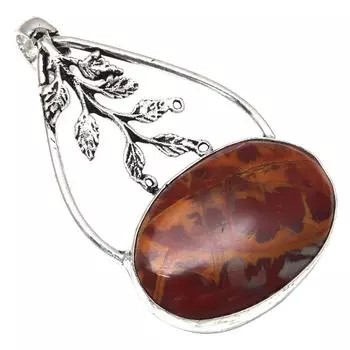 Подвеска дизайнерская яшма драгоценный камень ручной работы подарок для нее серебряные украшения 2