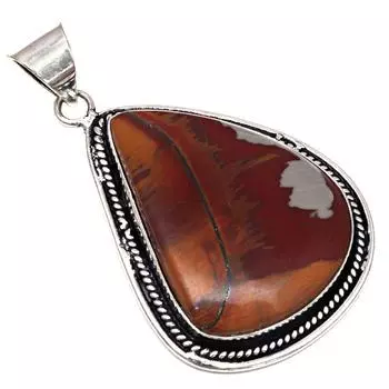 Подвеска дизайнерская яшма драгоценный камень ручной работы подарок для нее серебряные украшения 2