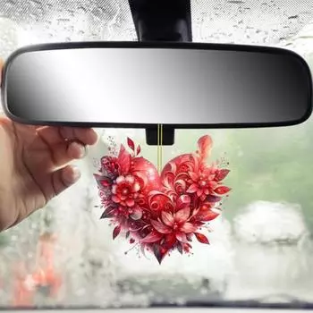 Подвеска для автомобиля 2D Плоская печать Цветочная Рождественская елка Подвесная Подвеска Легкая Вид сзади