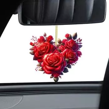 Подвеска для автомобиля 2D плоская печать роза рождественская елка подвеска легкий вид сзади