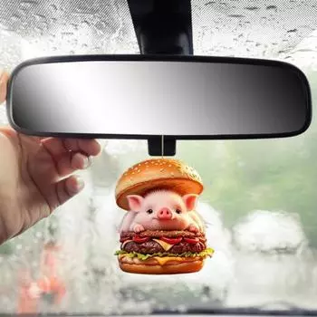 Подвеска для автомобиля Burger Piggy, 2D, плоская акриловая подвеска, украшение для интерьера автомобиля, рюкзак, подарок для автолюбителей Pig