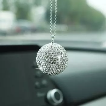 Подвеска для автомобиля Crystal Ball с бриллиантовой инкрустацией, зеркало заднего вида с полным бриллиантовым декором, украшение для салона автомобиля чёрный