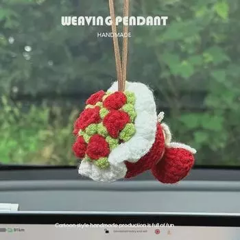 Подвеска для автомобиля из шерсти ручной работы «Рыба и роза» — плюшевое животное