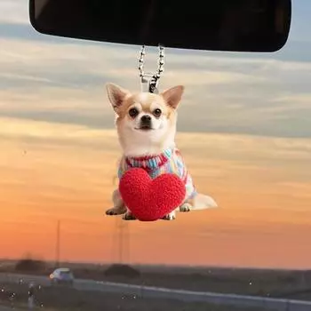 Подвеска для автомобиля Puppy, акриловые украшения заднего вида, 2D, плоская подвесная подвеска, мультяшная любовь
