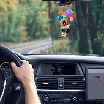Подвеска для автомобиля, разноцветный воздушный шар, щенок, автомобили, зеркало заднего вида, украшение, подвесная милая собака, аксессуары для салона автомобиля