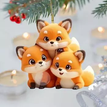 Подвеска для автомобиля Red Fox, акриловое плоское украшение, симпатичная лиса, подвесное украшение, мультяшная сумка-сувенир, брелок, украшение на рождественскую елку