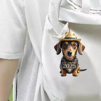 Подвеска для автомобиля с собакой, елочные украшения, узор собаки, акриловый рюкзак, брелок, украшение, 2D, плоское подвесное украшение, подарок любителям животных Dog