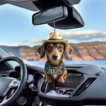 Подвеска для автомобиля с собакой, елочные украшения, узор собаки, акриловый рюкзак, брелок, украшение, 2D, плоское подвесное украшение, подарок любителям животных Dog