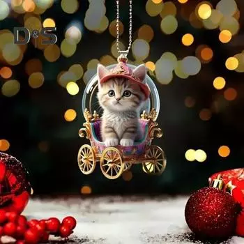 Подвеска для автомобиля в виде котенка, подвесное украшение, акриловое зеркало заднего вида, милый брелок для сумки с котом, аксессуары для салона автомобиля Cat