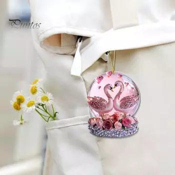 Подвеска для автомобиля в виде кролика-лебедя, пасхальные стразы, 2D, плоский акриловый брелок, сумка, подвеска, акриловое зеркало заднего вида для автомобиля, аксессуары для женщин и девочек A