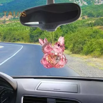 Подвеска для автомобиля в виде кролика-лебедя, пасхальные стразы, 2D, плоский акриловый брелок, сумка, подвеска, акриловое зеркало заднего вида для автомобиля, аксессуары для женщин и девочек A