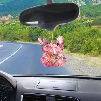 Подвеска для автомобиля в виде кролика-лебедя, пасхальные стразы, 2D, плоский акриловый брелок для сумки, подвеска