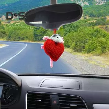 Подвеска для автомобиля в виде опоссума, ручная работа, вязание крючком ко Дню святого Валентина, украшение в виде крысы, плетение, подвеска на приборную панель автомобиля, сумка, милый пушистый подарок для Mouse