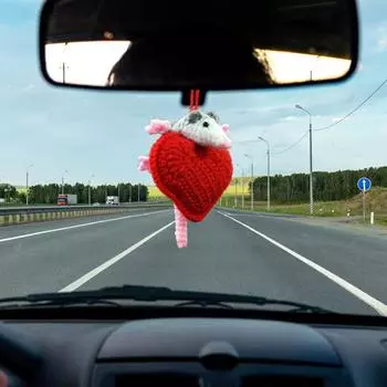 Подвеска для автомобиля в виде опоссума, ручная работа, вязание крючком ко Дню святого Валентина, украшение в виде крысы, плетение на приборную панель автомобиля
