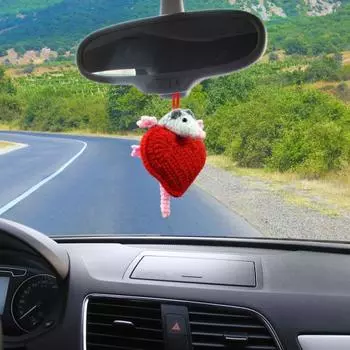 Подвеска для автомобиля в виде опоссума, ручная работа, вязание крючком ко Дню святого Валентина, украшение в виде крысы, плетение, подвеска на приборную панель автомобиля, сумка, милый пушистый подарок Mouse