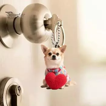 Подвеска для автомобиля в виде щенка, акриловые украшения заднего вида, 2D, плоская подвесная подвеска, мультяшное сердце, украшение для собаки, автомобильные аксессуары Dog