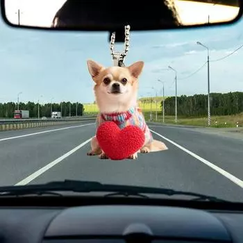 Подвеска для автомобиля в виде щенка, акриловые украшения заднего вида, 2D, плоская подвесная подвеска, мультяшное сердце, украшение для собаки, автомобильные аксессуары Dog