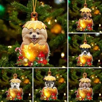 Подвеска для автомобиля в виде собаки, 2D, плоский акриловый орнамент, украшение для салона автомобиля, рождественская елка, подарок A