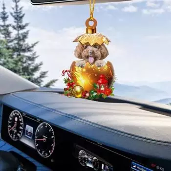 Подвеска для автомобиля в виде собаки 2D, плоское акриловое украшение, украшение для салона автомобиля, рождественская елка A