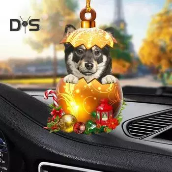 Подвеска для автомобиля в виде собаки, 2D, плоское акриловое украшение, украшение для салона автомобиля, рождественская елка, подарок для любителей животных B