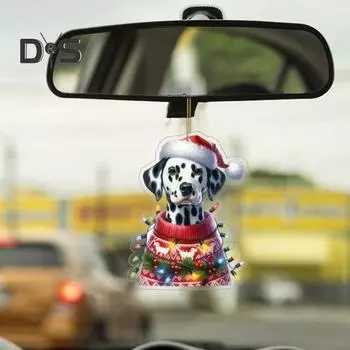 Подвеска для автомобиля в виде собаки из акрила, 8 см, легко подвешиваемая веревка, двухсторонняя 2D цифровая визуализация, подвесное украшение для реалистичного просмотра, автомобильная рождественская елка A