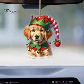 Подвеска для автомобиля в виде собаки из акрила, 8 см, легко подвешиваемая веревка, двухсторонняя 2D цифровая визуализация, подвесное украшение для реалистичного просмотра, автомобильная рождественская елка A