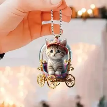 Подвеска для автомобиля Yousheng Kitten, подвесное украшение, акриловое зеркало заднего вида, милый брелок для сумки с котом, аксессуары для салона автомобиля Cat