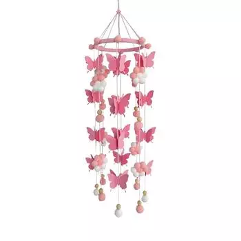 Подвеска для детской кроватки, бабочки, декор, ручная работа, элегантные шарообразные украшения для ресторана, отеля, спальни, детской комнаты розовый