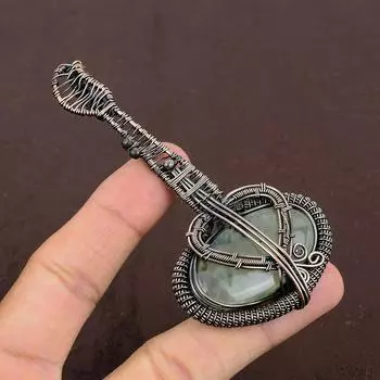 Подвеска для гитары из медной проволоки ручной работы из натурального мха, пренита, 3,1 дюйма, J4k58