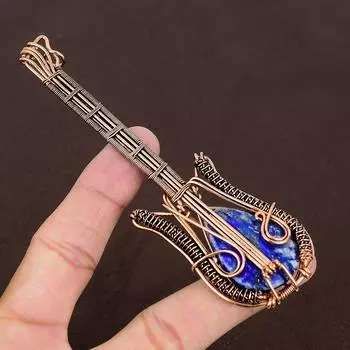 Подвеска для гитары из медной проволоки ручной работы из натурального камня содалита 4,53 дюйма b8k76