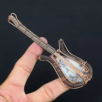 Подвеска для гитары из натурального дендритового опала ручной работы из медной проволоки 4,53 T0u43