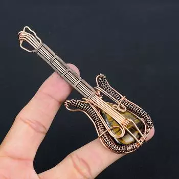 Подвеска для гитары из натуральной медной проволоки ручной работы с драгоценным камнем «Тигровый глаз» 4,53 f4t52