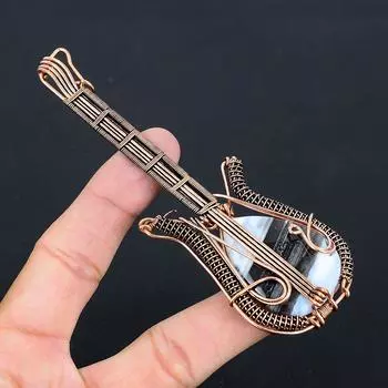 Подвеска для гитары из натуральной медной проволоки Owhyee с синим опалом ручной работы 4,53 t2T73